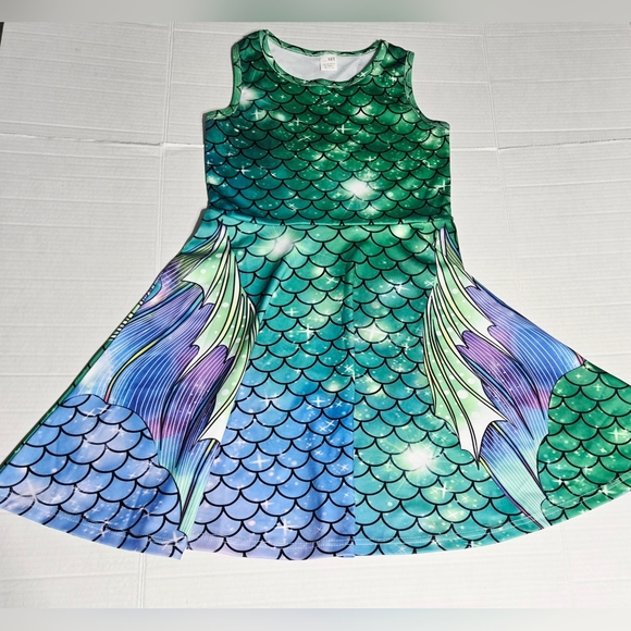 Mermaid Dress Girls Kids Summer Sleeveless Sundress Outfit Twirly 10 - Picture 3 of 8